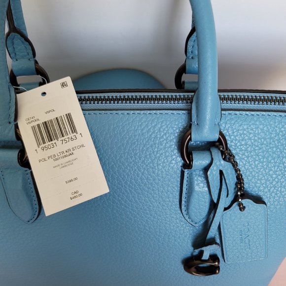 Coach Cara Pebbled Leather Satchel-Pool Color - Picture 16 of 16